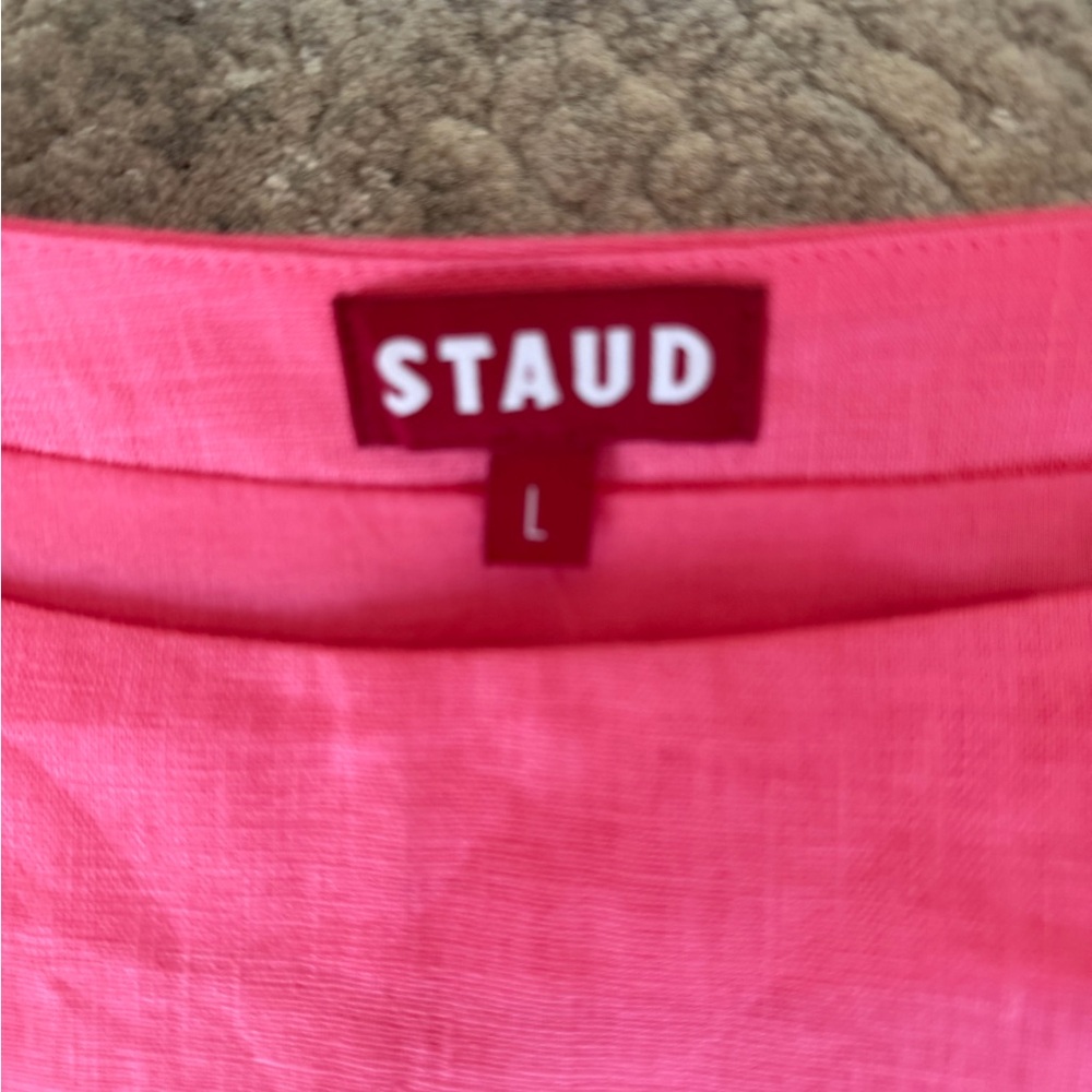 Staud Two Piece Set Sleeveless Top  with Light Pink Trim and Skirt with side Zip - Picture 2 of 6